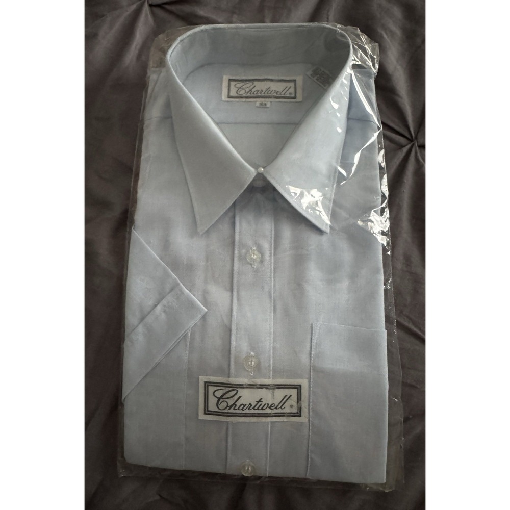 Chartweel Men's Light Blue Short Sleeve Dress Shirt 16 1/2 New In Package
